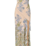 Prinditud Õlata Slit Midi Kleid