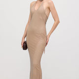 Detailne Halterneck Maxi Kleit