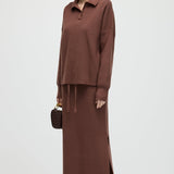 Kootud Pikad Varrukad Ülemine ja Midi Kleidiseade