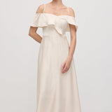 Ruffled Satin Midi Dress