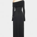 Üksik Jersey Kootud Drapeeritud Maxi Kleid