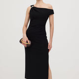 Asümmeetriline Metalliline Midi Kleid