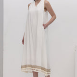 Tikkitud Ramie Midi Kleid