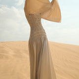 Maxi Kleid mit Metallischem Elastik-Detail