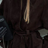 Sügisene Jakki Tumedast Pruunist Suede'ist