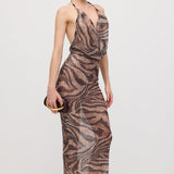 Rhinestone Halter Maxi Dress