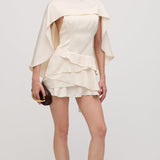 Satiinist Kappa Kaheosaline Mini Kleid