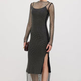 Kootud Ühevärviline Maxi Kleid