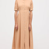 Tugev Lühikeste Varrukatega Nööbiga Midi Kleid
