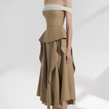 Asümmeetriline Volangikiht Midi Seelikute Komplekt