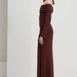 Maxi Kleid mit Ärmeln in Rotbraun