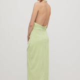 Ühtlane Ribidega Halter Maxi Kleit