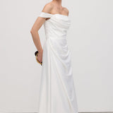 Üksik Satin Maxi Kleid Õlavarre