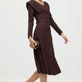 Pikkade Varrukatega Smocking Õlavarre Midi Kleit