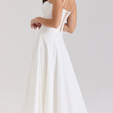 Veniv Puuvillane Midi Kleit Valges