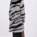 Trendikas Faux Fur Zebra Prindiga Mantel