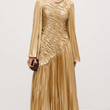 Metalliline Maxi Kleid Kuldse Värviga