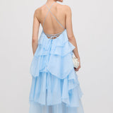 Sinine Maxi Kleid Halter Kaelusega