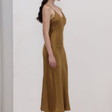 Atsetaat Sling Midi Kleid