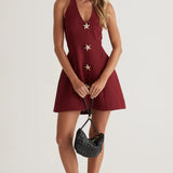 Halter Avatud Seljaga Mini Kleid