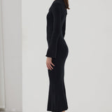 Solid Knit Hollow Maxi Dress