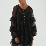 Must Kihiline Pitsiline Mini Kleit Volangidega