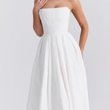 Ilma Rihmadeta Korsett Bodice Midi Kleit Valges