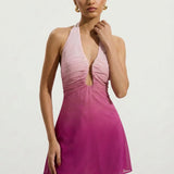 Ombre Roosa Šifoonist Halter Mini Kleit