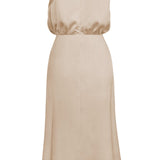 Asümmeetriline satiin midi kleit