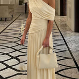 Pleated Maxi Dress with Arm Details