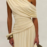 Pleated Maxi Dress with Arm Details