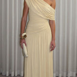 Pleated Maxi Dress with Arm Details
