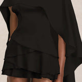 Satiinist Kappa Kaheosaline Mini Kleid