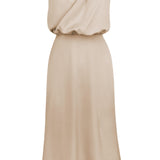 Asümmeetriline satiin midi kleit