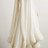 Cape Sleeve Pleated Baggy Midi Dress