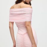 Mini Kleid Roosa Slinki ja Võrgust Õlavarre