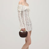 Retro Lilleline Mini Kleit Õlavarrele