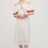 Polka Dot Üks Õlg Midi Kleid