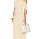 Pleated Maxi Dress with Arm Details