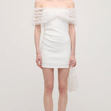 Õlavarrelt Väljaulatuv Lilleline Tülli Mini Kleid