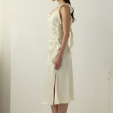 Satiinist Rikkalik Midi Libisev Kleid