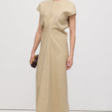 Rippuv Vöökoht Midi Kleid-Green