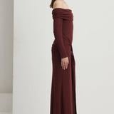 Maxi Kleid mit Ärmeln in Rotbraun