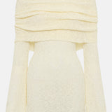 Ivory Color Knitted Mini Dress with Arm Loop