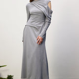 Stiilne Fikseeritud Drapeeritud Maxi Kleid