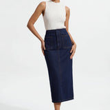 Denim Midi Seelik Indigosinises