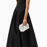 Asümmeetriline Ühe Õla Jersey Midi Kleit Mustas