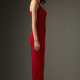 Diamante ruched midi kleit punases