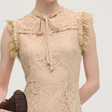 Vintage Tikitud Rüüsid Lace Midi Kleid