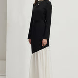 Asümmeetriline Must-Valge Värvibloki Maxi Kleit